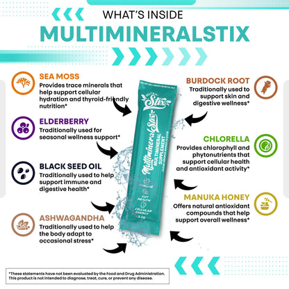 Sea Moss Powder Elderberry Ashwagandha Chlorella Manuka Honey VitaminD3 Vitamin C Zinc Spirulina Iodine Greens Detox Immune Support Sugar Free Hydration Powder Drink Mix – 20 Sticks Clean NutraceuticalsBuy Supplements Australia