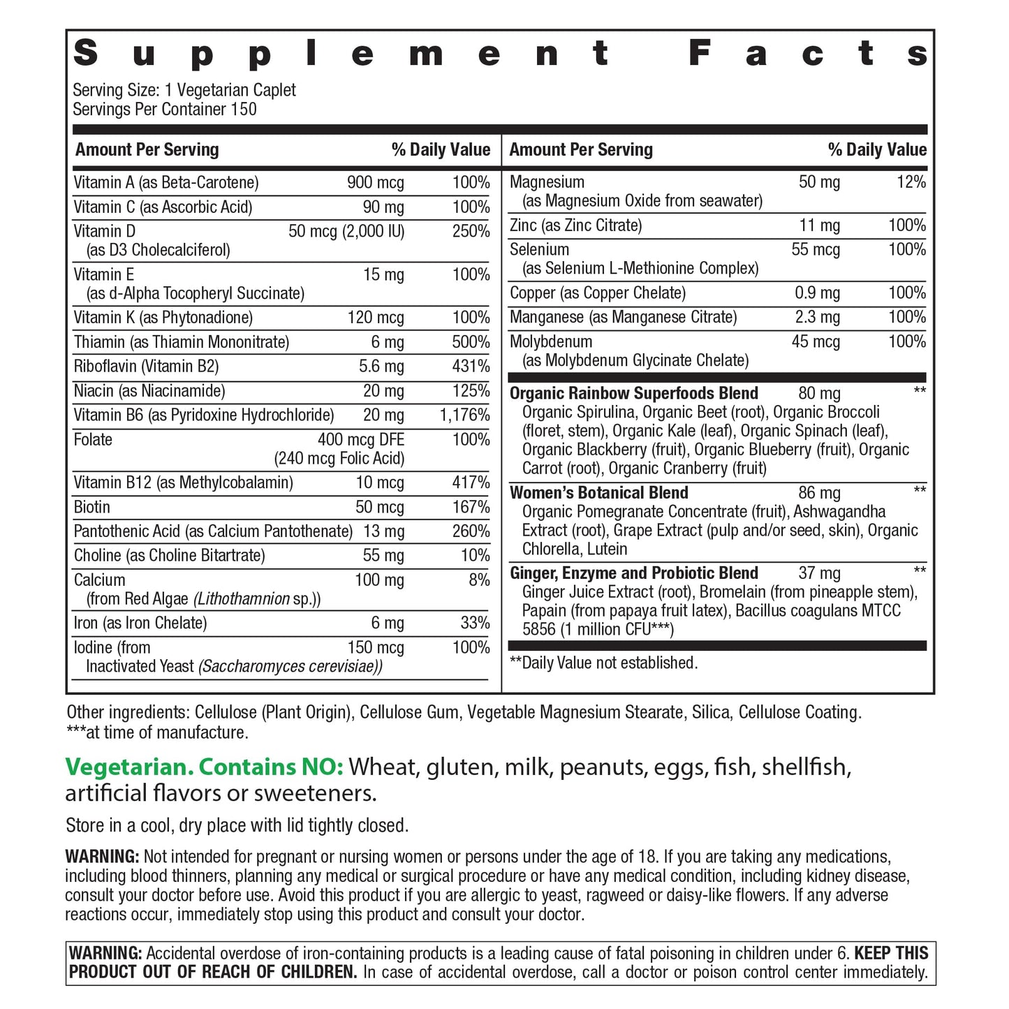 Rainbow Light Womens Multivitamin One + | 150 Caplets | Supports Cellular Energy & Antioxidant Health | Real Food Nutrients, Digestive Enzymes & Probiotics Rainbow LightBuy Supplements Australia