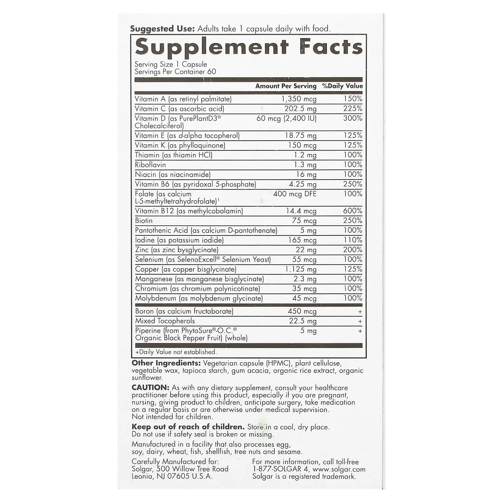 Solgar One Daily Men's Multi 50+ Whole Body Support for Men 50 and Older Highly Absorbable Delayed Release Heart, Energy SolgarBuy Supplements Australia