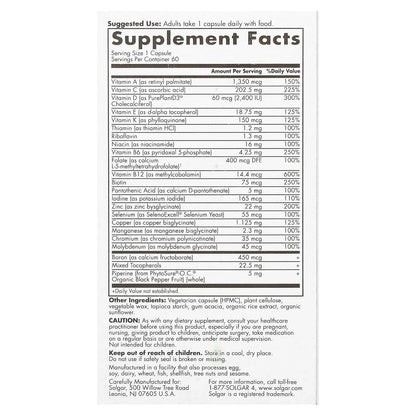 Solgar One Daily Men's Multi 50+ Whole Body Support for Men 50 and Older Highly Absorbable Delayed Release Heart, Energy SolgarBuy Supplements Australia