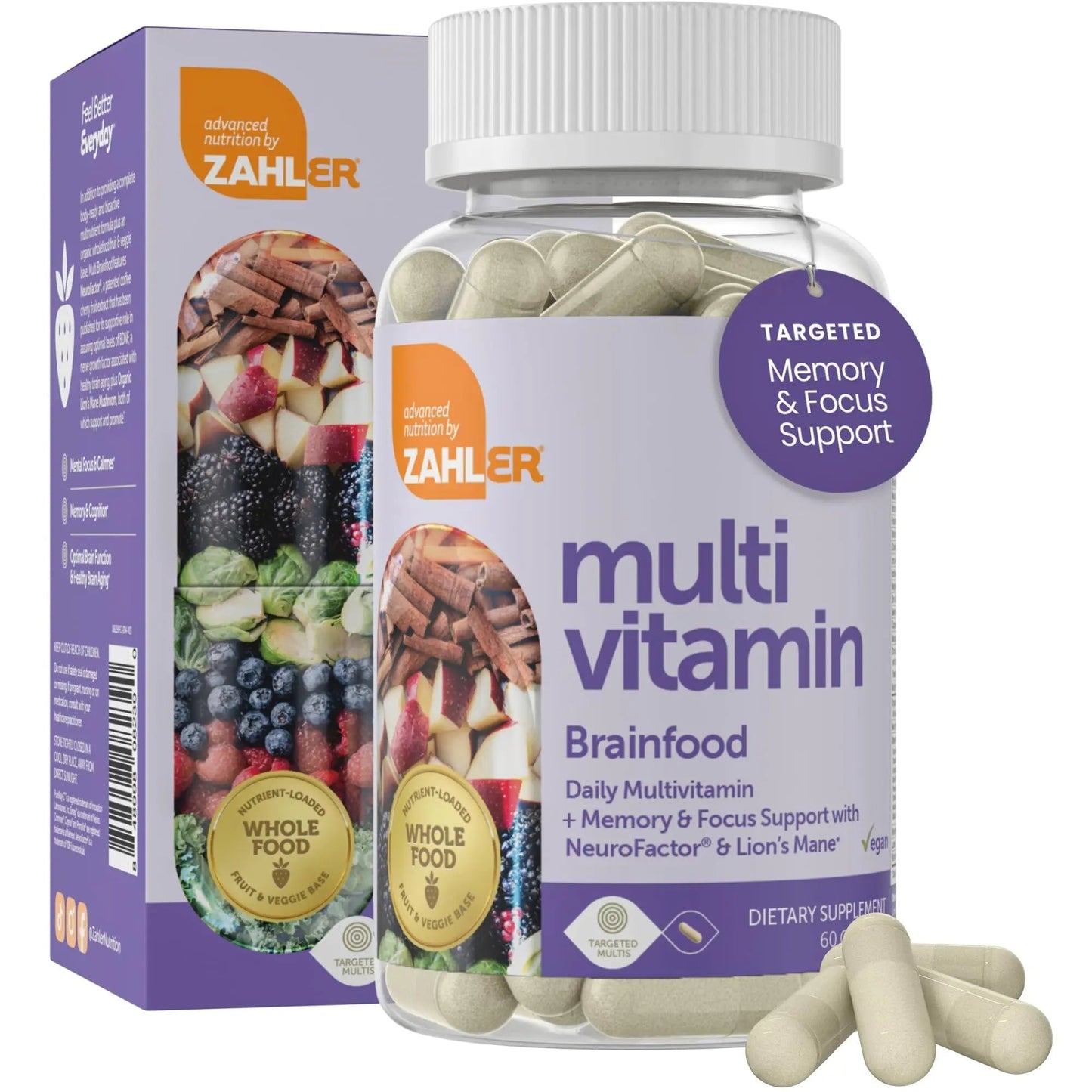 Zahler - Multivitamin Brain Supplement (60 Count) Kosher Brainfood Capsules for Adults with Neuro Factor & Lion's Mane Zahler