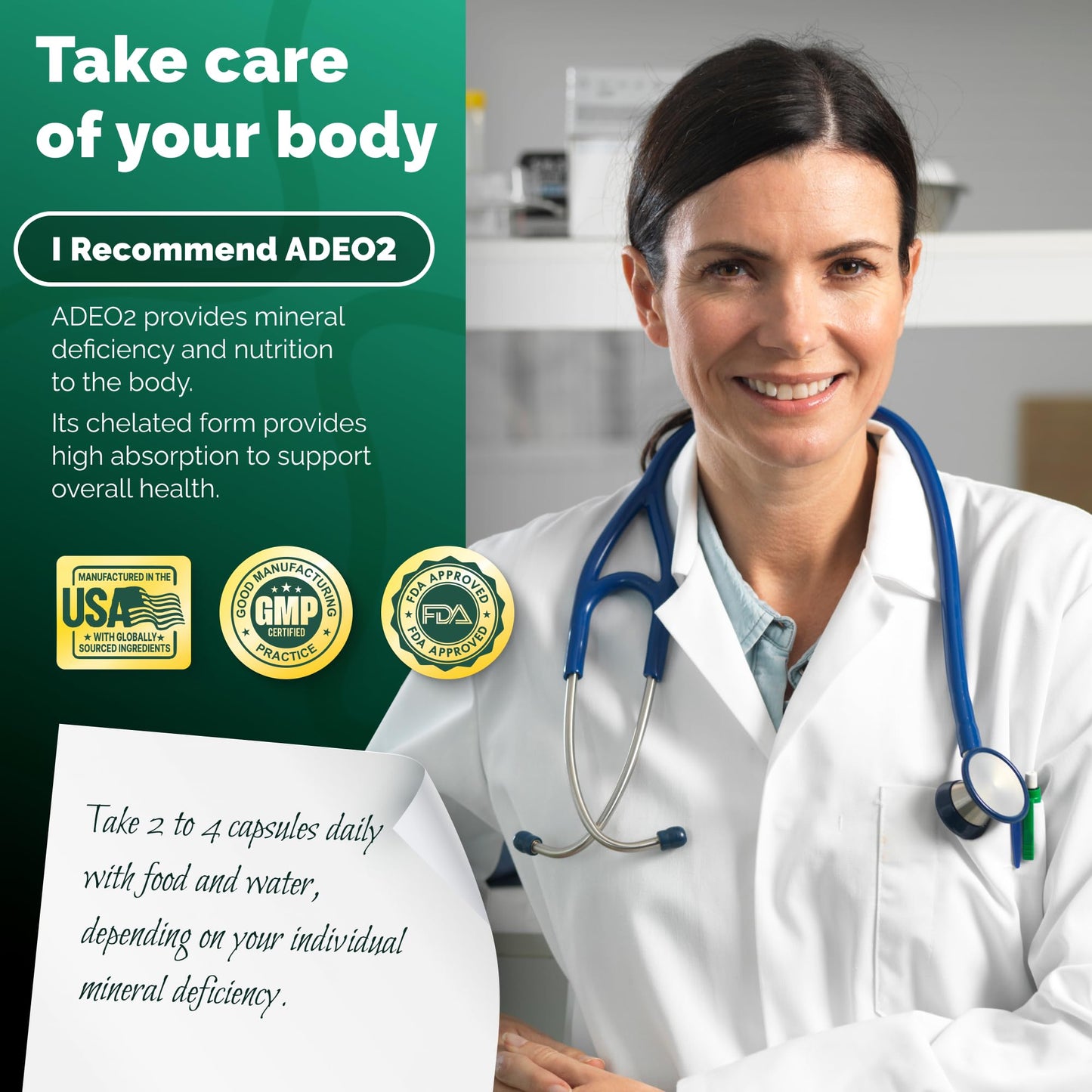 ADEO2 - Premium Blend of 52 Trace Minerals Complex with Essential Minerals in Chelated Form – All Natural and 100% Organic - 120 Capsules - Full Spectrum Ionic Mineral Blend - Safe for Women and Men ADEO2Buy Supplements Australia