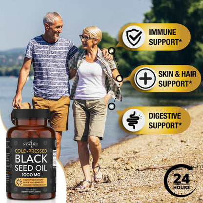 Black Seed Oil Softgel Capsules - Premium Cold-Pressed Nigella Sativa Producing Pure NEW AGEBuy Supplements Australia