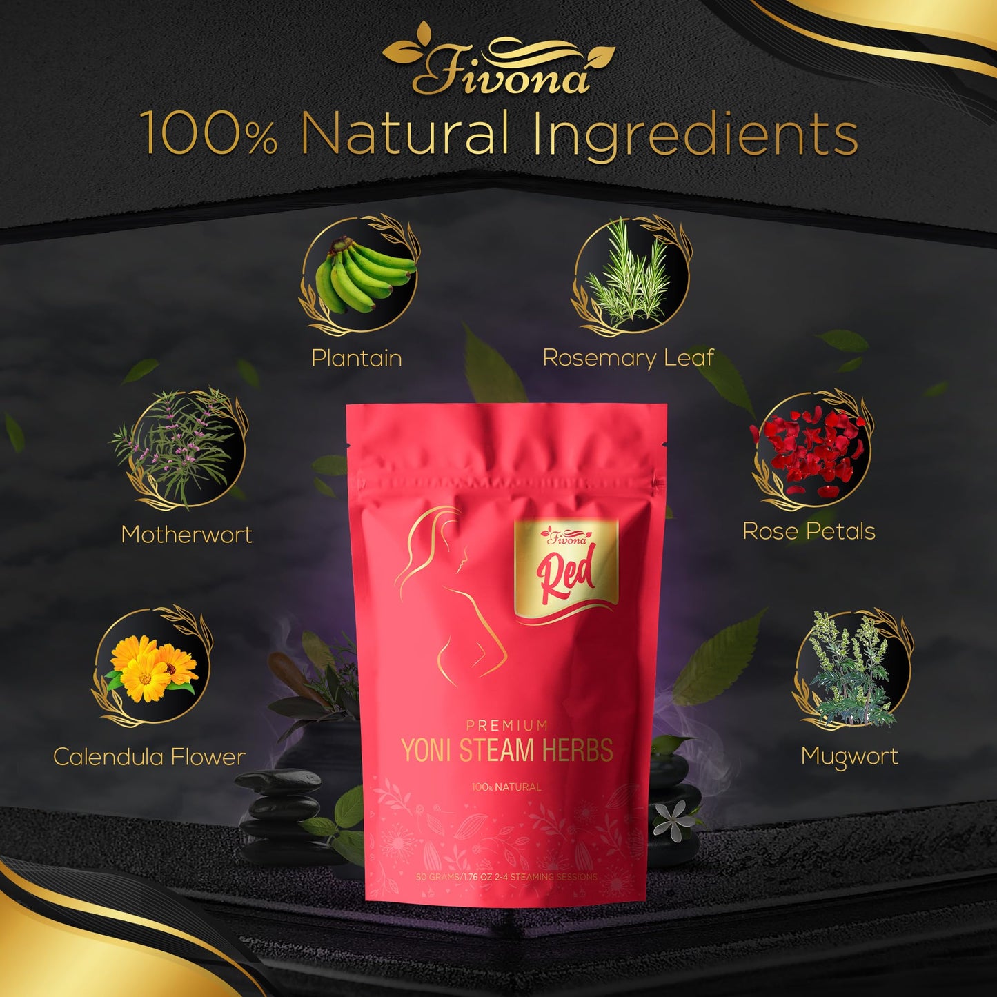 Fivona 4-in-1 Feminine Care Kit, Yoni Oil, Yoni Soap, Yoni Steaming Pot and Red Premium V Steam Herbs FIVONABuy Supplements Australia