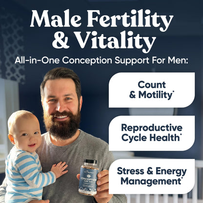 Eu Natural Conception for Him - Male Fertility Supplements with Ashwagandha, Folate & Zinc - Sperm Count, Motility & Strength Support