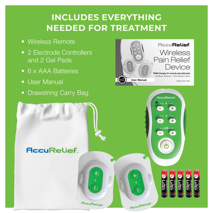 AccuRelief Wireless TENS Unit with Remote Control, TENS Pain Relief Device and Muscle Stimulator, for Back Pain, Neck Pain, Arm and Leg Pain AccuReliefBuy Supplements Australia