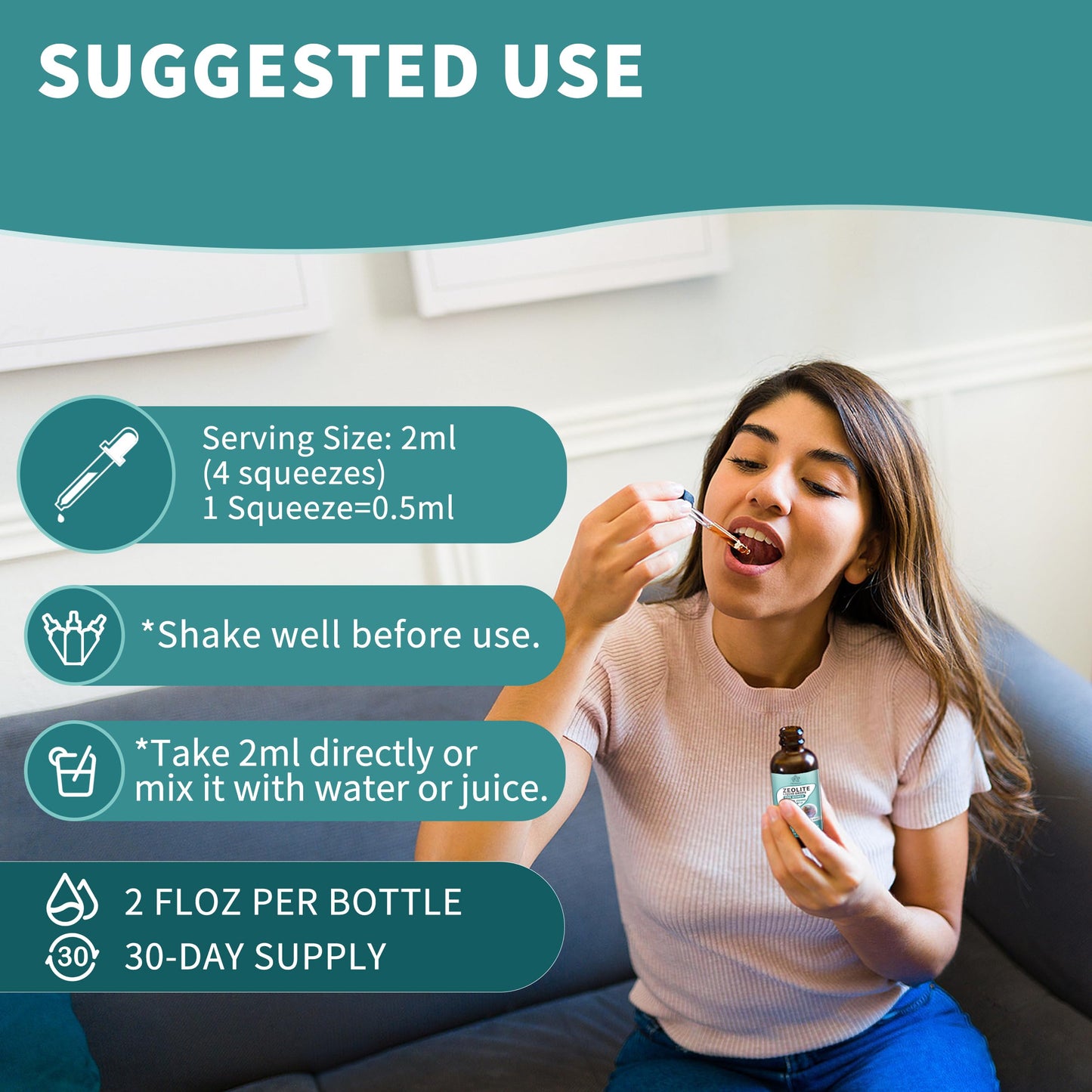 Zeolite Drops for Women,Adults and Kids- Clinoptilolite Zeolite Liquid Drops with Vitamin B12 & D3 - Heavy Metal Support, Immune Health, Natural Metabolism, Energy & Clear Skin - 30 Day Vegan Supply HerbanceBuy Supplements Australia