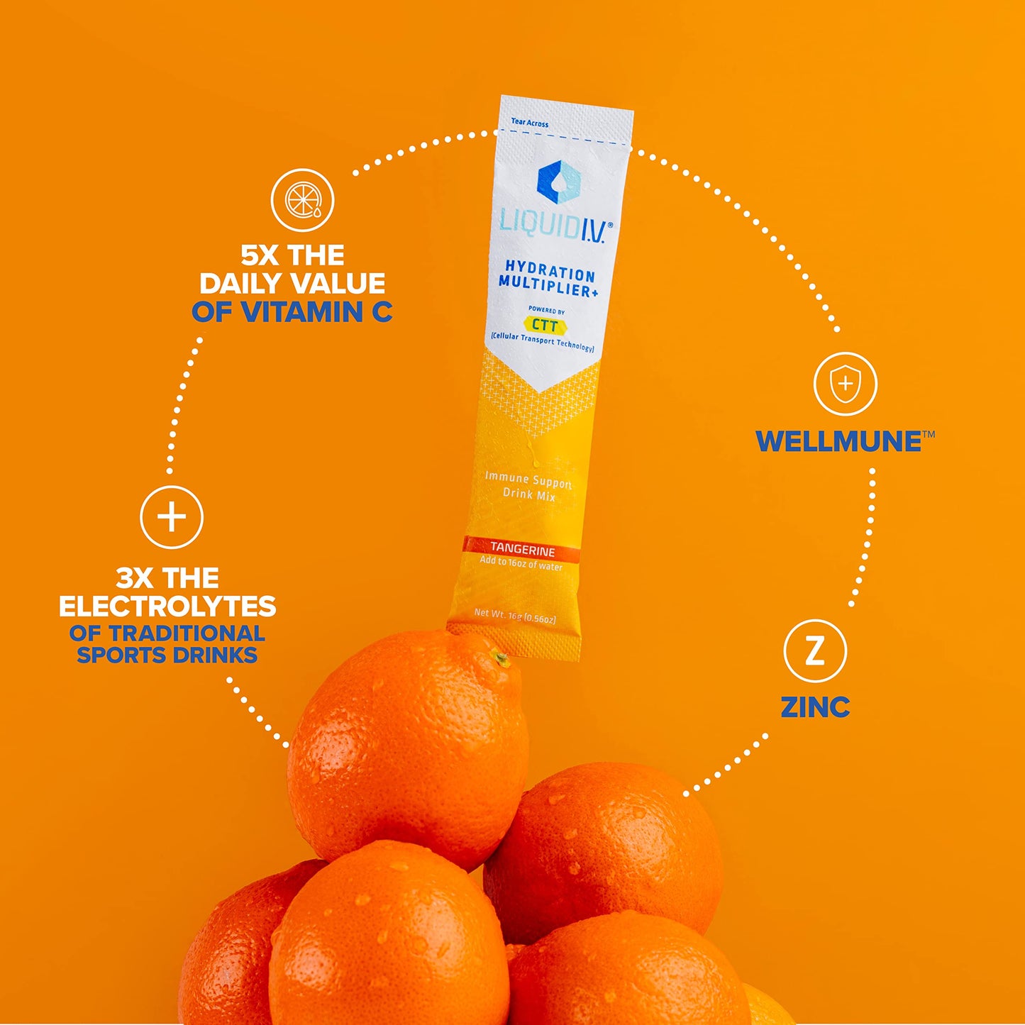 Liquid I.V. Hydration Multiplier + Immune Support - Tangerine - Hydration Powder Liquid I.V.Buy Supplements Australia