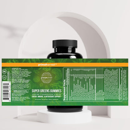 Primal Harvest Super Greens Gummies, Superfood Blend with Adaptogenic Mushrooms Vitamins & Nutrient-Rich Minerals & Antioxidants for Energy & Immune Support 1 Pack 60 Count, Primal HarvestBuy Supplements Australia