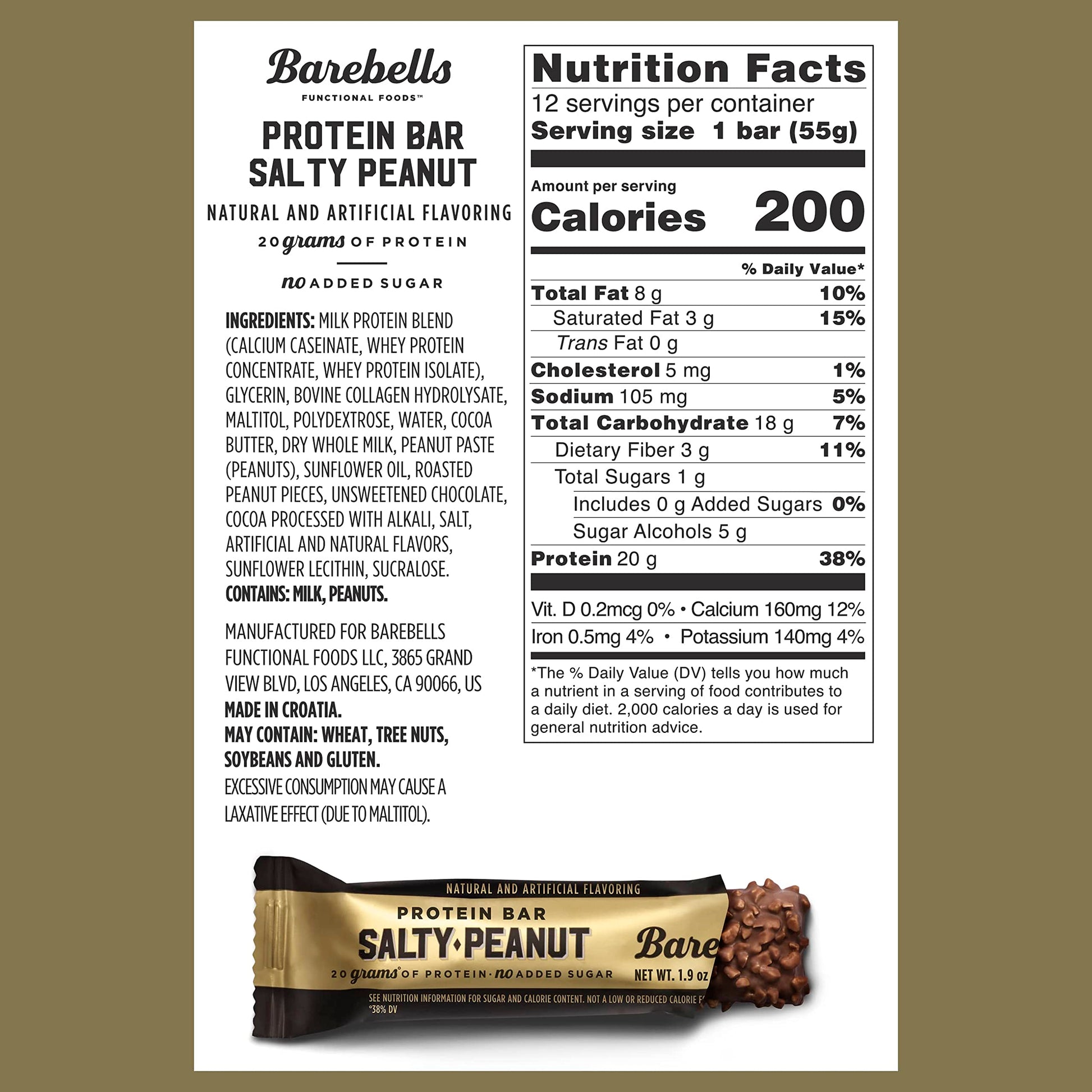 Barebells Salty Peanut Protein Bars, 12 Count - 20g Protein, 1g Sugar Snack Bars BAREBELLSBuy Supplements Australia