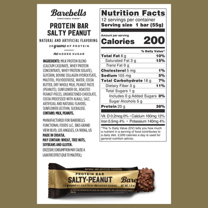 Barebells Salty Peanut Protein Bars, 12 Count - 20g Protein, 1g Sugar Snack Bars BAREBELLSBuy Supplements Australia