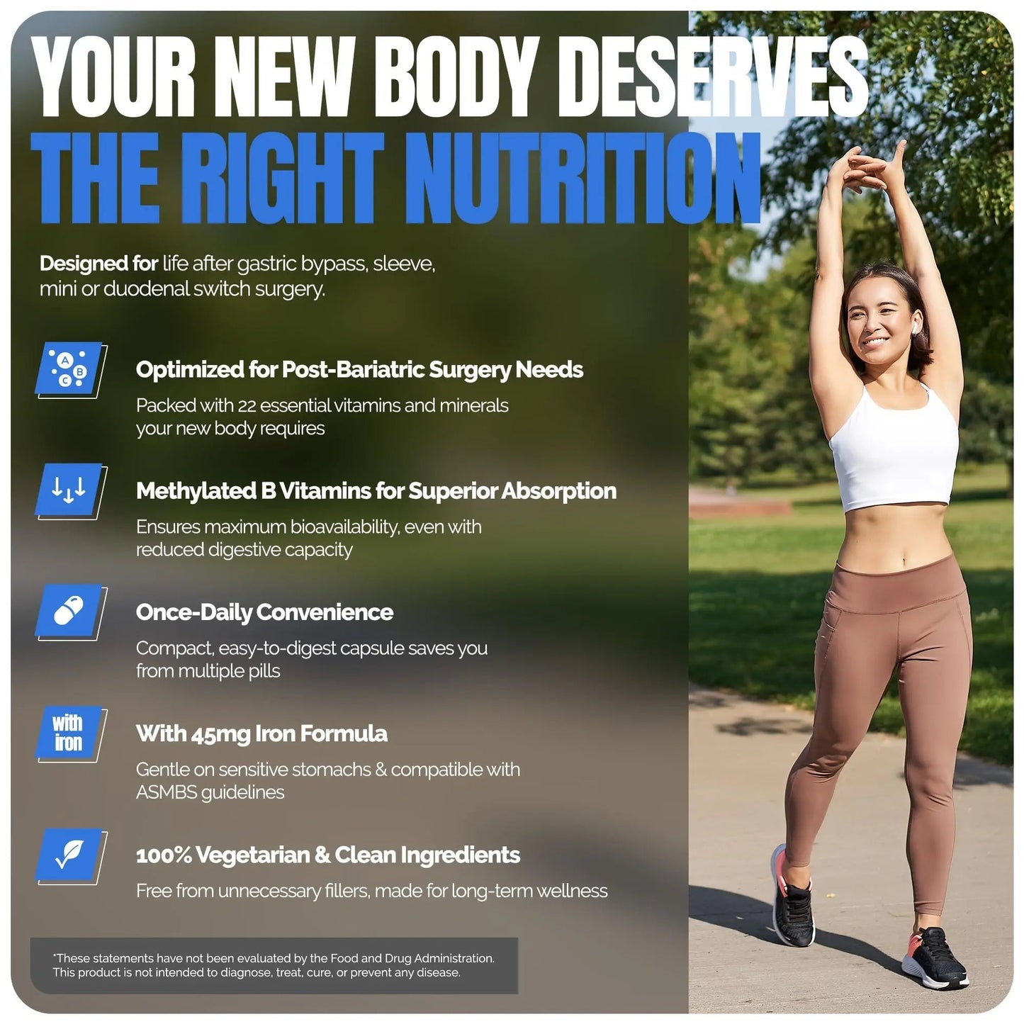 Shiny Leaf Methylated Bariatric Multivitamin with Iron 45mg – Once Daily Capsule, Made in USA, ASMBS Compliant Bariatric Vitamins Shiny LeafBuy Supplements Australia