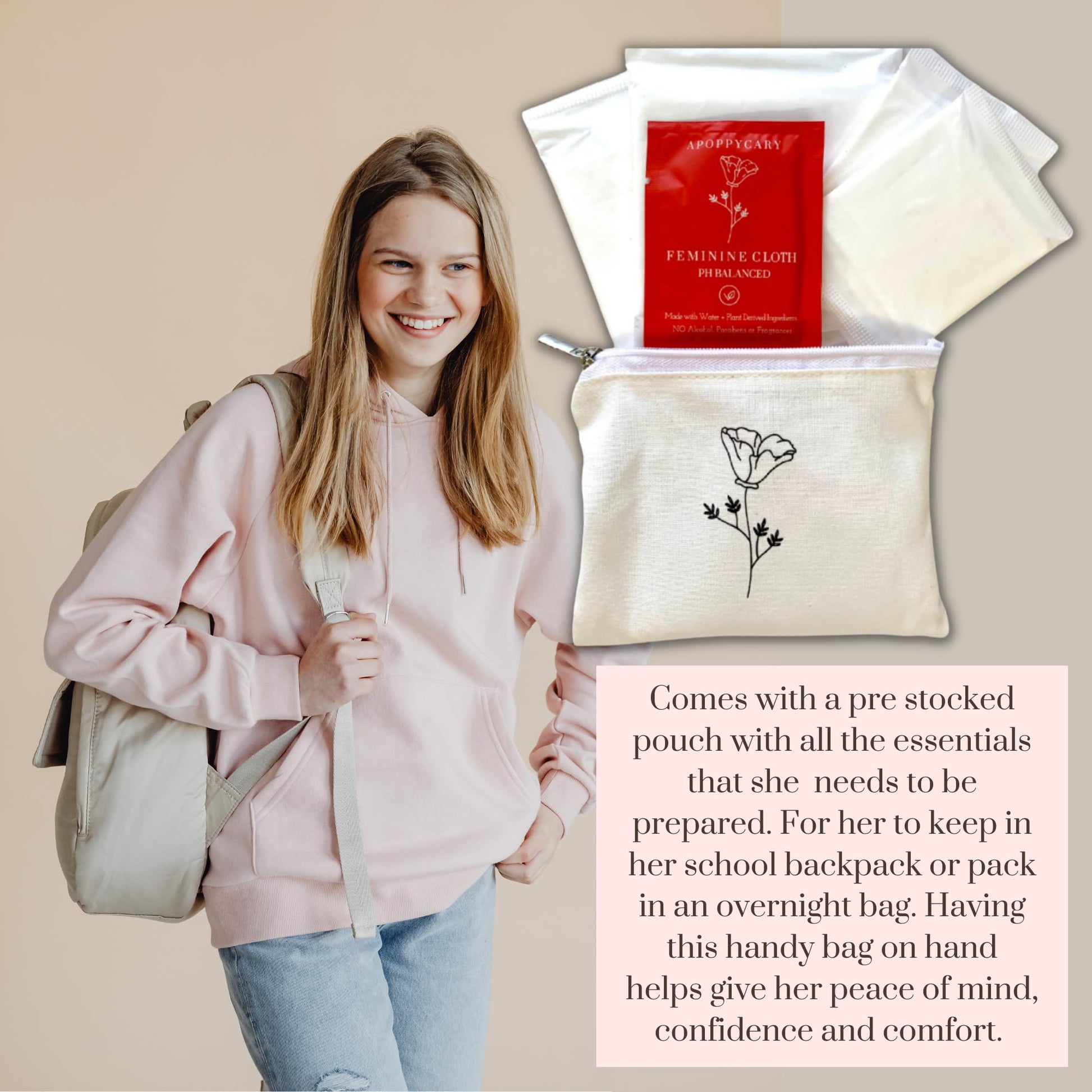 Organic 77 PC Period Kit Moon Box for Teens and Tweens - Organic Cotton Top Sheet Feminine Pads APOPPYCARYBuy Supplements Australia