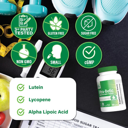 Health Thru Nutrition Ultra-Betic Multivitamin 60 Count | Supports Nerve, Vision, Energy | with ALA, Lycopene | Health Thru NutritionBuy Supplements Australia