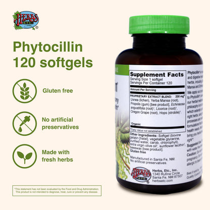 Herbs Etc. Phytocillin - Respiratory & Digestive Health Support Supplement - Herbal Formula to Support Digestion - Support Healthy Breathing - 120 Softgels (120 Servings) Herbs Etc.Buy Supplements Australia