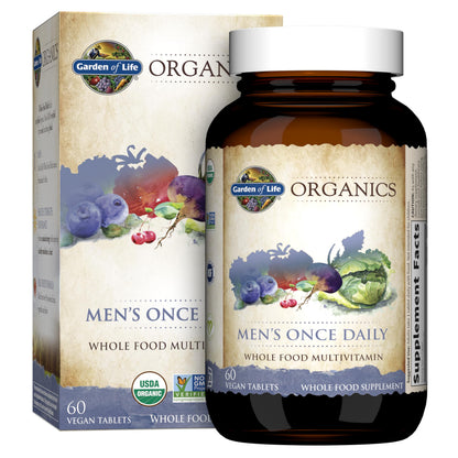 Garden of Life Once Daily Whole Food Multivitamin for Men, Organic Mens Vitamins & Minerals, Vitamin C, Zinc, Vegan, for Health & Well-Being, 60 Tablets Garden of LifeBuy Supplements Australia