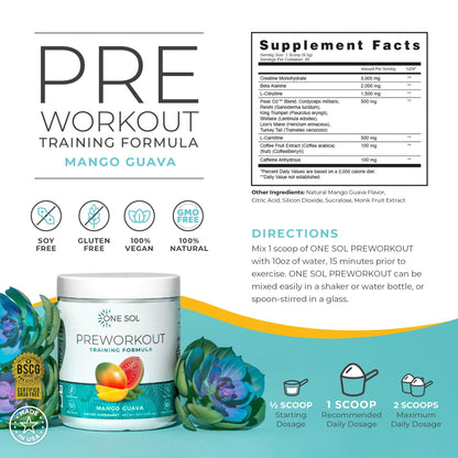 One Sol Pre-Workout for Women, Enhanced Pump & Focus, No Jitters Or Crash, Natural One SolBuy Supplements Australia