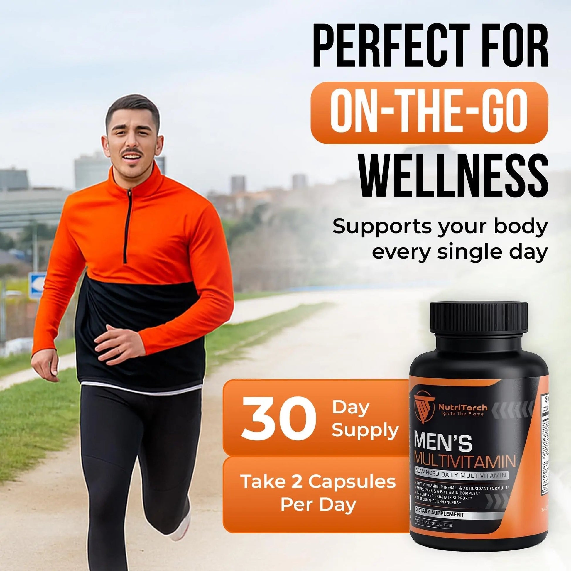 NutriTorch Multivitamin for Men – Adult Dietary Supplement with Vitamins A, C & D, Minerals & Antioxidants for Immune Support, Increased Energy NutriTorch