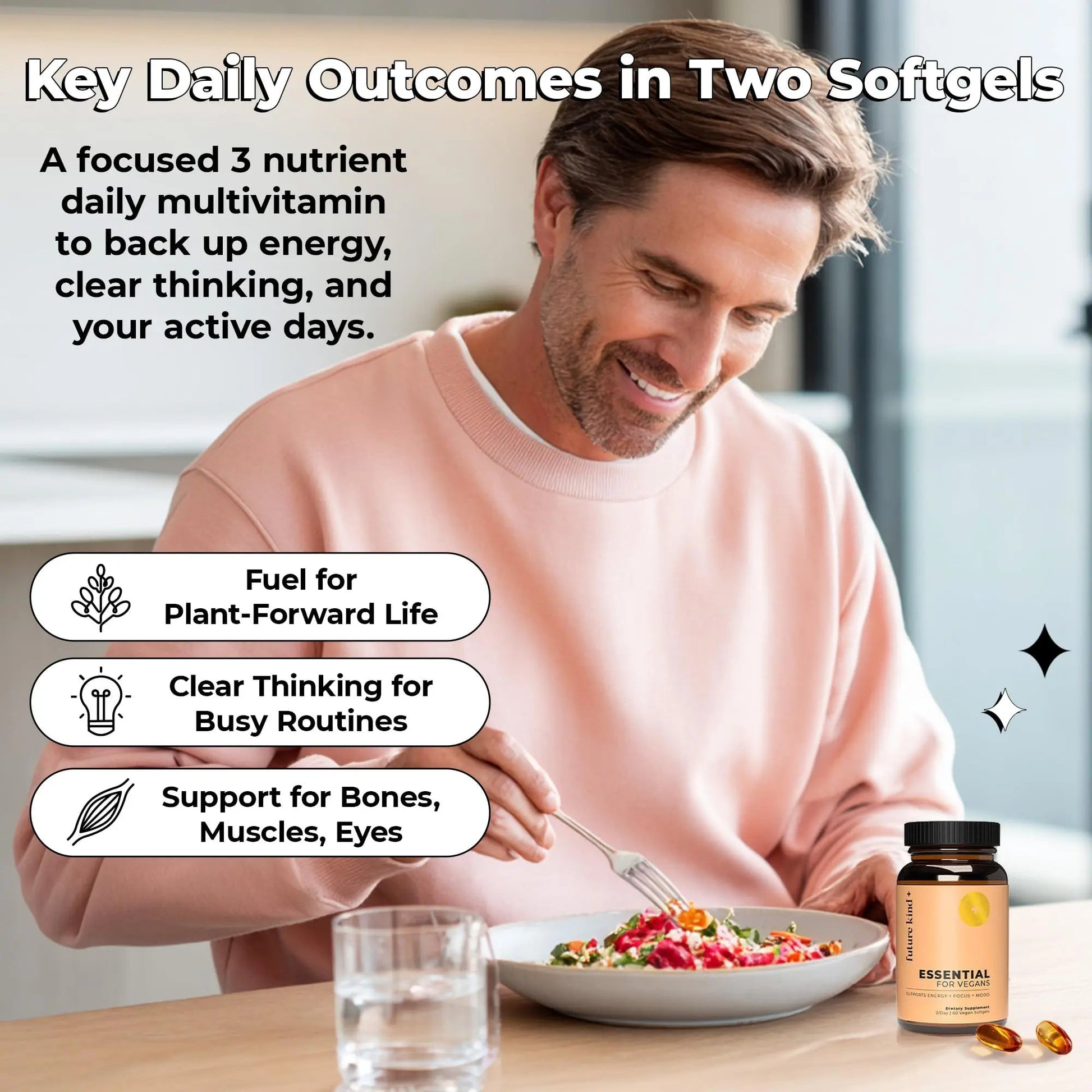 Future Kind 3 in 1 Daily Multivitamin - for Energy, Clarity, Active Wellness Support with B12, D3, and Algal Omega-3 - Essential Vegan Multivitamin for Women & Men Future KindBuy Supplements Australia