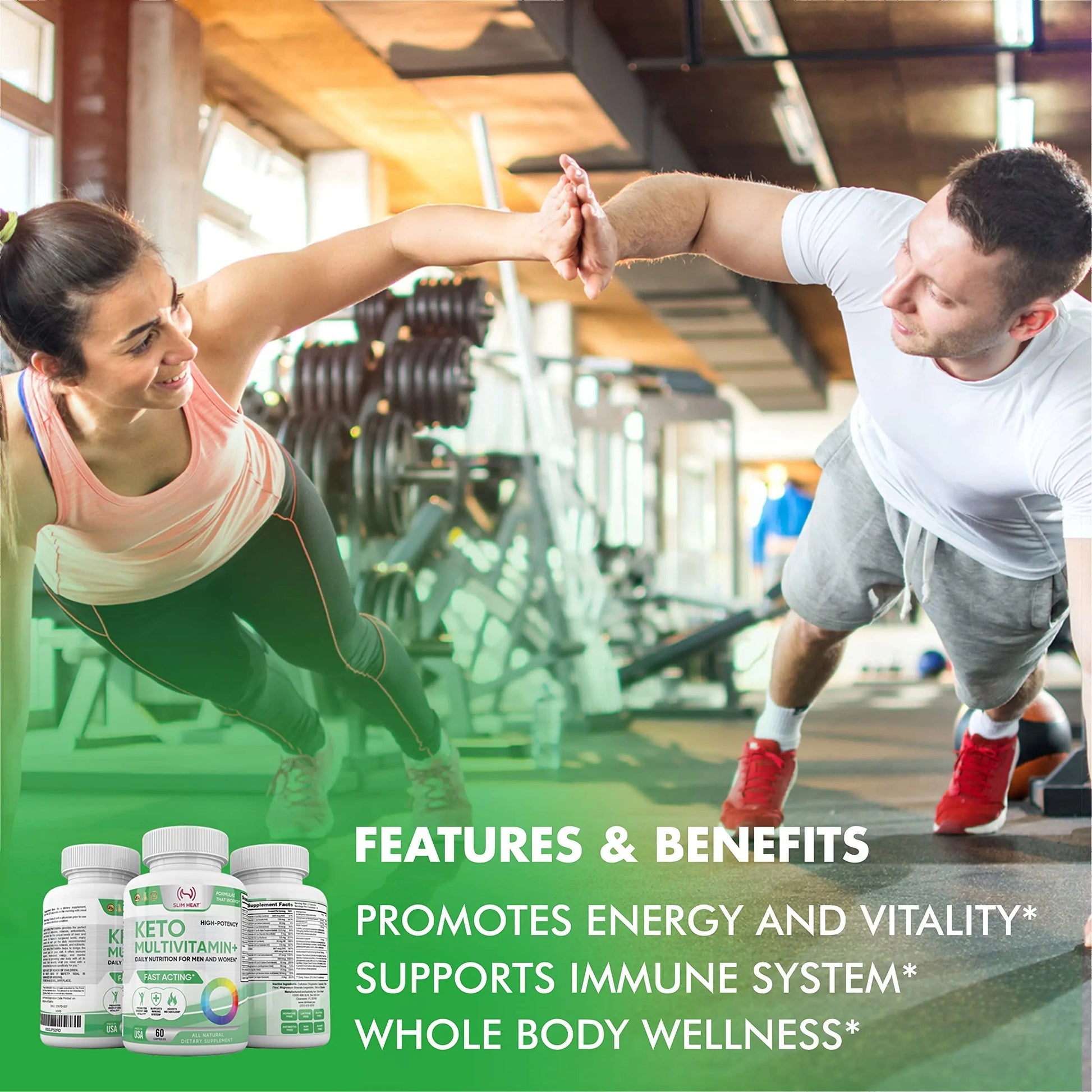 Keto Multivitamin for Women and Men - 35 Potent, Pure Ingredients - Vitamin C, Vitamin D, Vitamin A, Vitamin E and Zinc for Immune Support Slim Heat