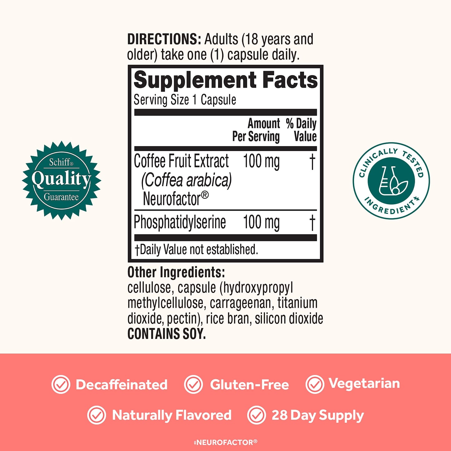 NEURIVA Original Decaffeinated Clinically Tested Nootropic Brain Supplement for Memory, Focus & Concentration, NeuroFactor & Phosphatidylserine, 28ct Capsules NEURIVABuy Supplements Australia