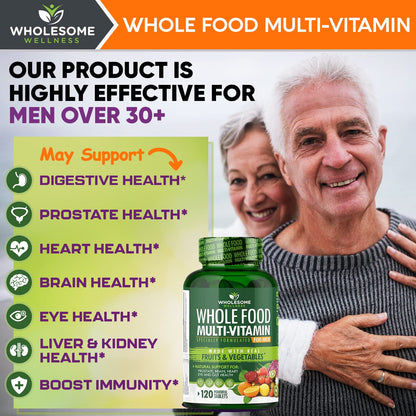 Whole Food Multivitamin for Men - Natural Multi Vitamins, Minerals, Organic Extracts Wholesome WellnessBuy Supplements Australia