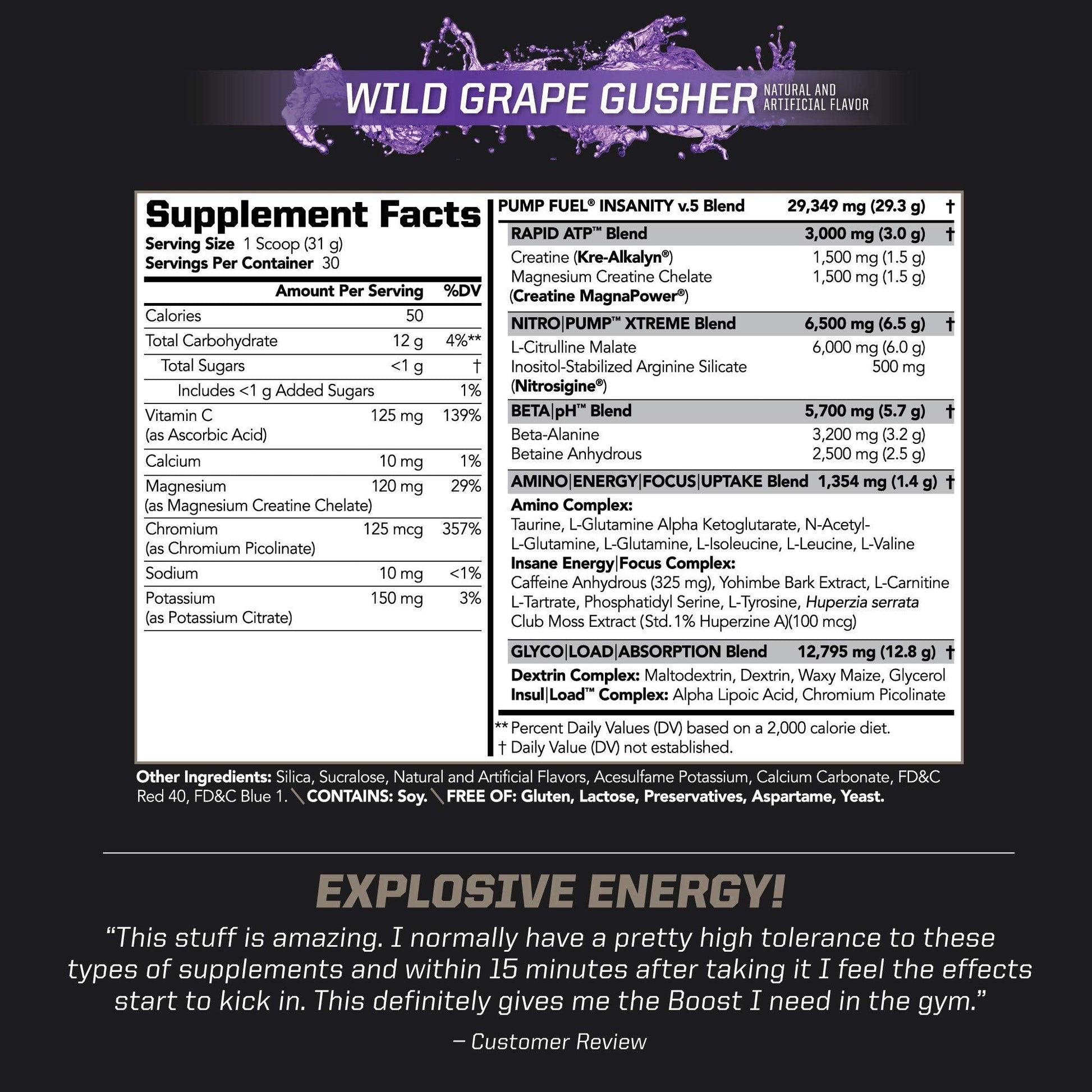PMD Sports Ultra Pump Fuel Insanity - Pre Workout - Grape Gusher (30 Servings) Sports Omega Cuts Elite Thermogenic Fat Burner (90 Softgels)