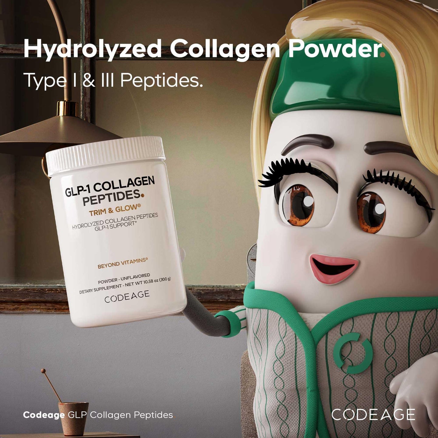 Codeage GLP-1 Collagen Powder Supplement - Nextida GC Collagen Peptides - GLP 1 Support - Hydrolyzed, Grass-Fed, Type I & III, Unflavored - Non-GMO, Gluten-Free, Dairy-Free - 10.58 Oz CodeageBuy Supplements Australia