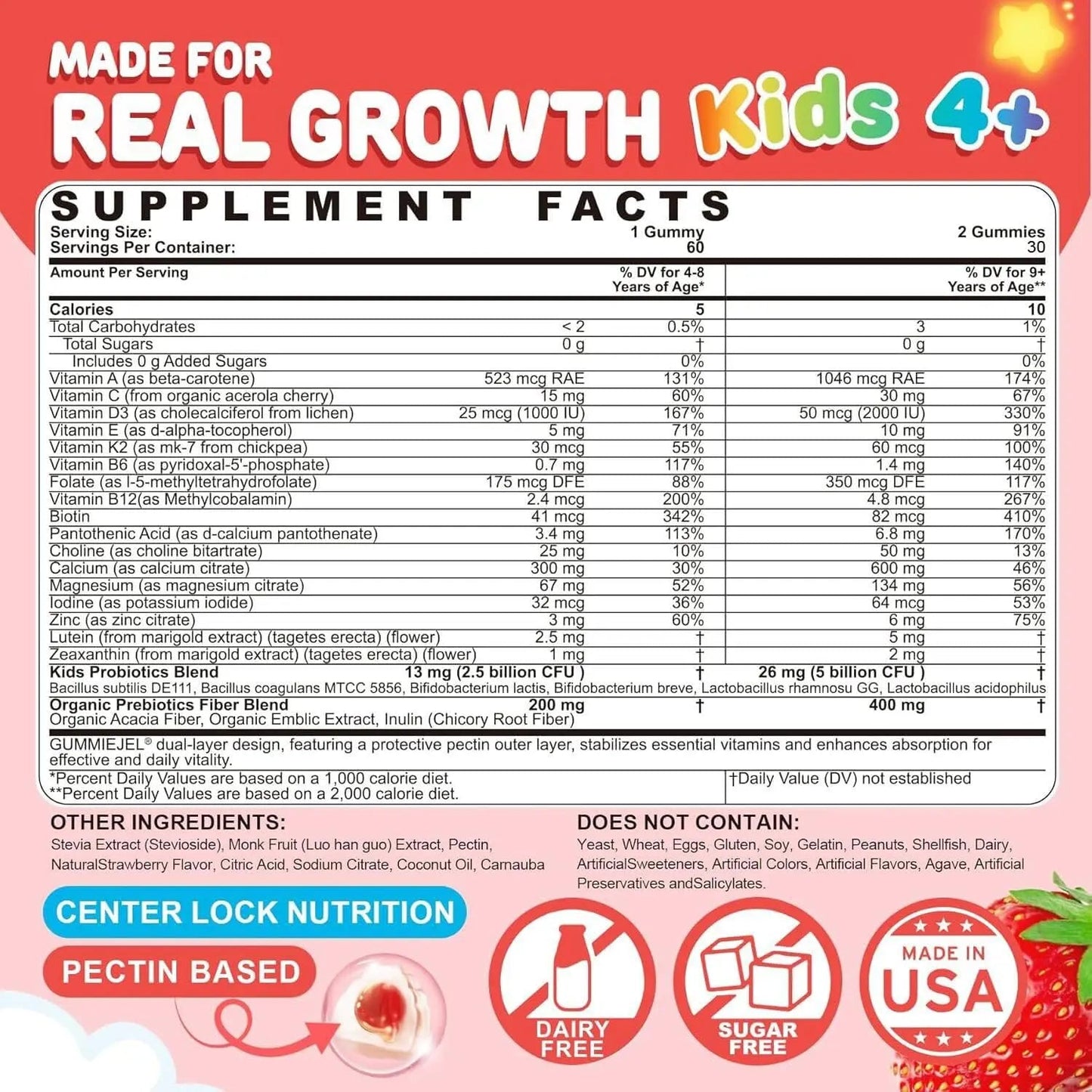 Kids Multivitamin Gummies + Calcium, Probiotics, Vitamin D3, C, Methylated B12 & Methylfolate, B6, A, K2, E, Zinc NEVISSBuy Supplements Australia