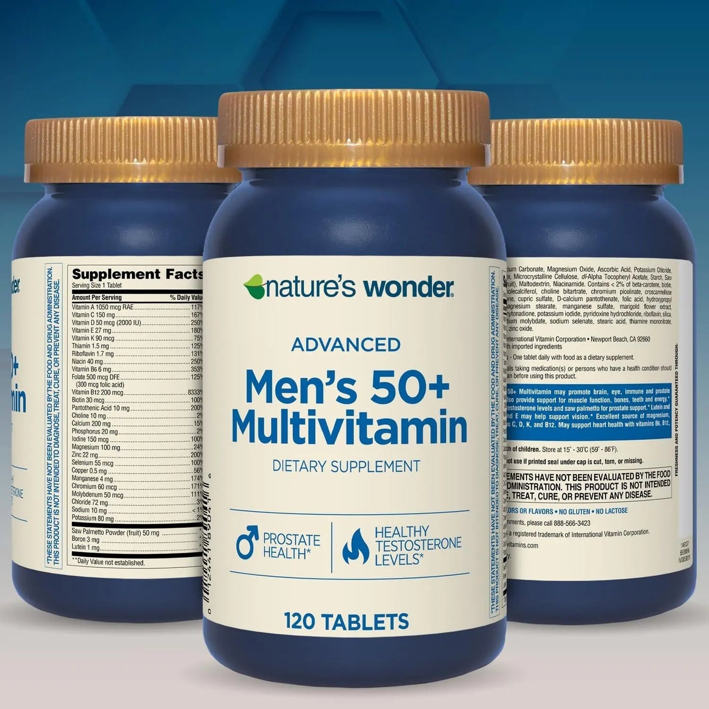 Nature's Wonder Advanced Men's 50+ Multivitamin/Multimineral Supplement with Vitamin D3 and B Vitamins 120 Tablets, 120 Day Supply Nature's WonderBuy Supplements Australia