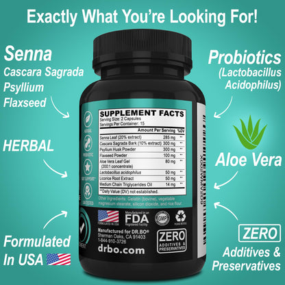 Colon Cleanser Detox for Weight Flush - 15 Day Intestinal Cleanse Pills & Probiotic - Fast Natural Laxative for Constipation Relief - Bowel Movement Supplements for Stomach Bloating, Gut Loss Support