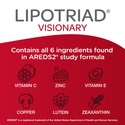 Lipotriad Visionary Eye Vitamins – 60 Capsules – Lutein and Zeaxanthin Supplements with Other AREDS 2® Ingredients to Support Eye Health LipotriadBuy Supplements Australia