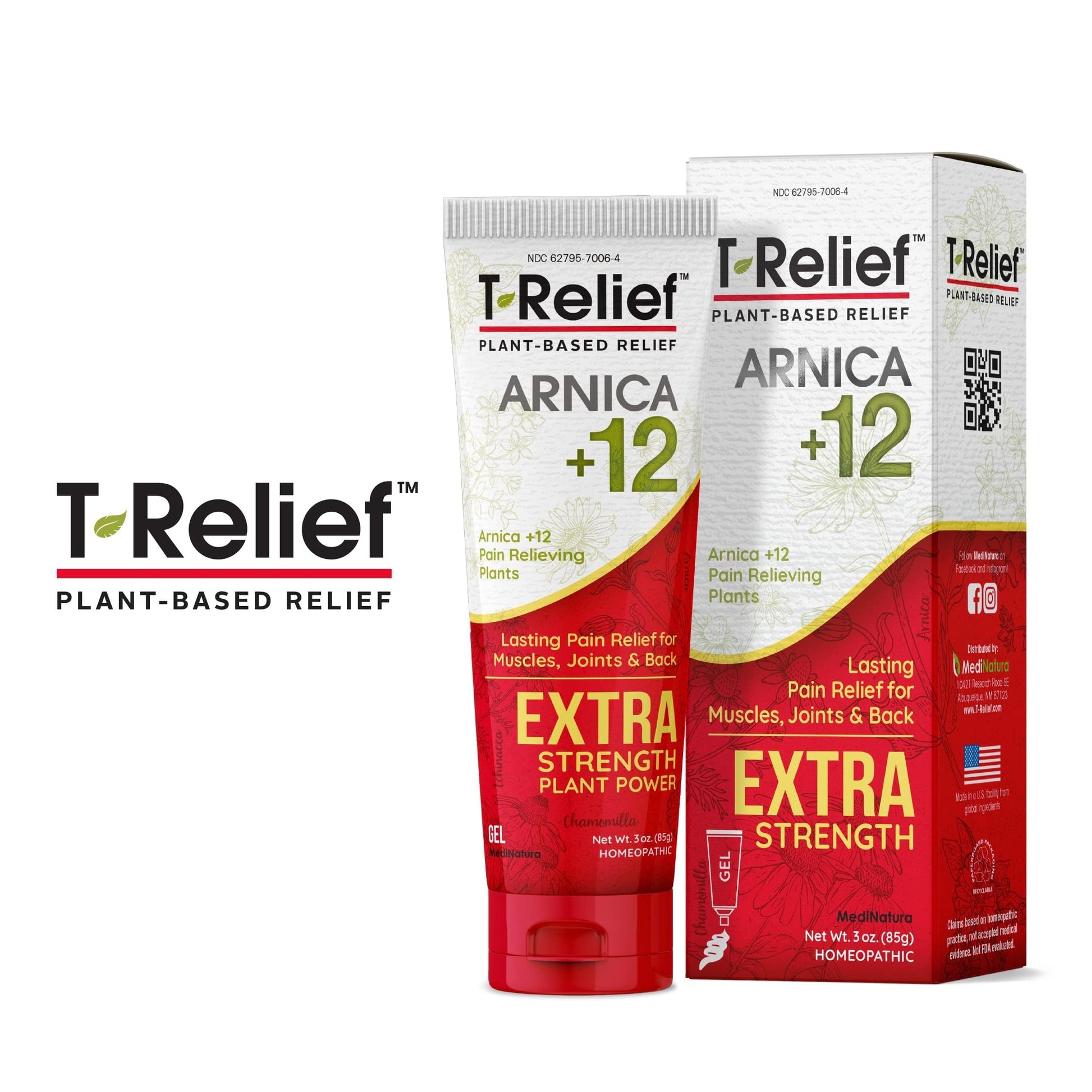 MediNatura T-Relief Extra Strength Gel Arnica +12 Natural Relieving Actives for Back Pain Joint Soreness Muscle Aches & Stiffness Whole Body Fast Acting Relief for Women & Men - 3 oz MediNaturaBuy Supplements Australia