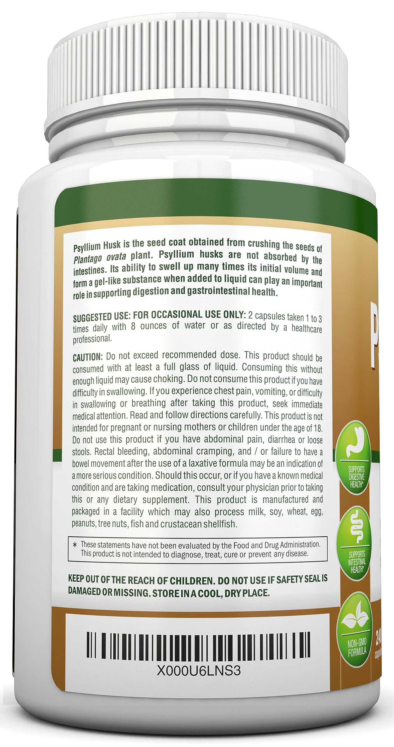 NutriONN PSYLLIUM Husk Capsules - 1450mg Per Serving - 240 Capsules - Double Strength NutriONNBuy Supplements Australia