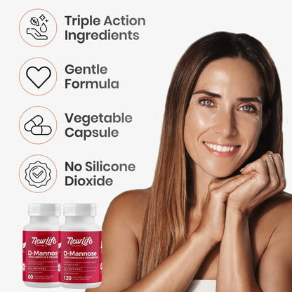 NewLife Naturals D-Mannose Capsules | w/Cranberry and Hibiscus Extracts | Natural Urinary Tract Health Supplement | 1400mg Pure Veggie Powder | 60 Veggie Capsules NewLife NaturalsBuy Supplements Australia