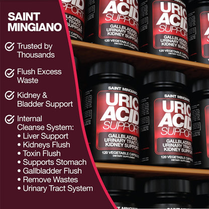 Saint Mingiano Uric Acid Flush for Gout Support -120 Capsules - Supports Kidney Cleanse Detox & Repair, Gallbladder & Urinary Tract Issues - Essential for Detox & Joint Support - Cranberry Extract Saint MingianoBuy Supplements Australia