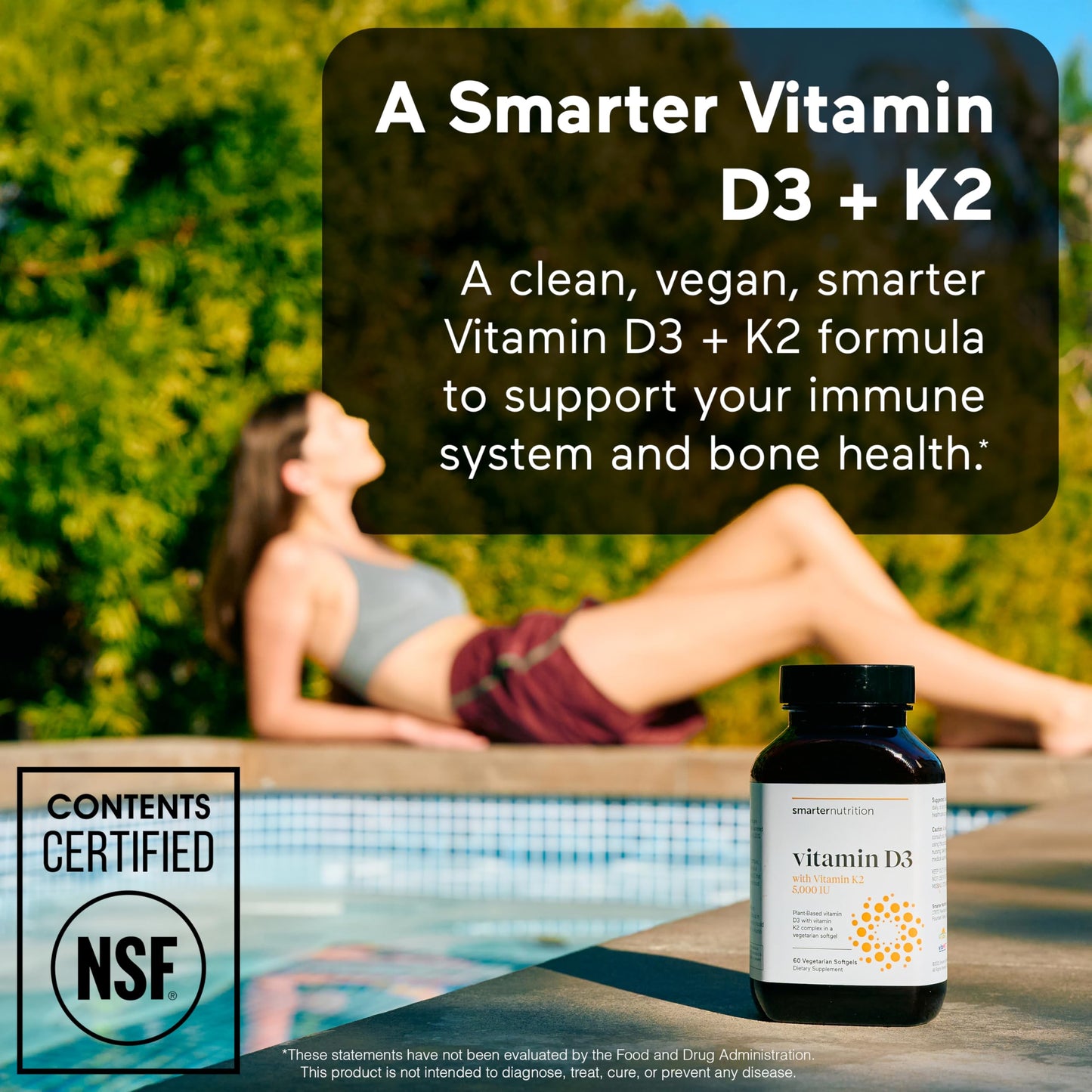 SMARTERNUTRITION Vegan Vitamin D3 5000 IU + Natural Vitamin K2 1100 mcg in Organic Coconut & Olive Oil - D3 K2 Supplement for Immune & Bone Support