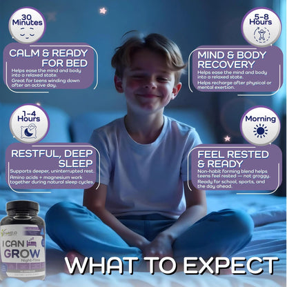 I Can Grow NightTime Kids Vitamins Multivitamin Sleep Aid | Magnesium for Kids with Magnesium Bisglycinate | Natural Calm & Recovery | FaweloBuy Supplements Australia
