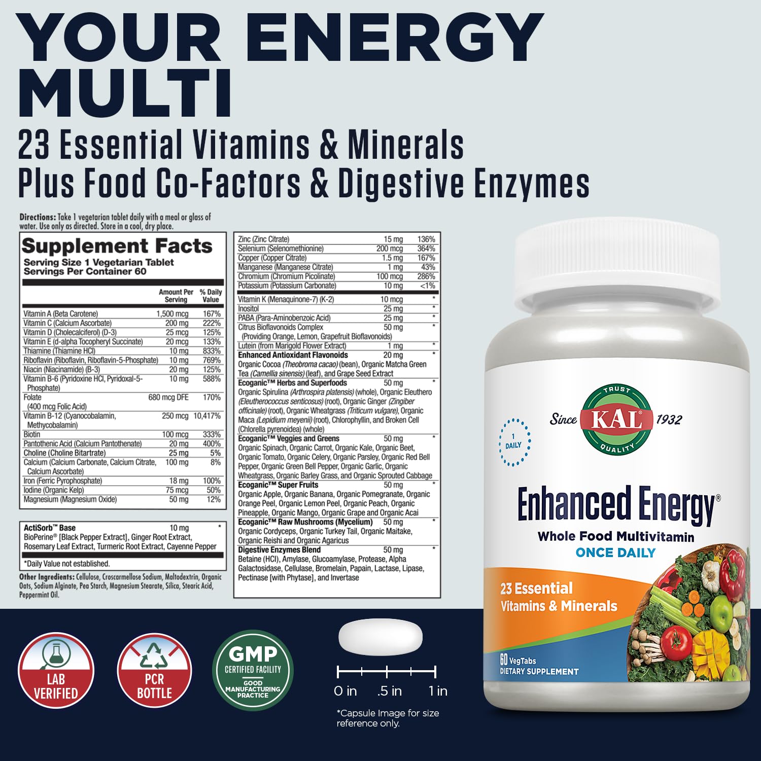 KAL Enhanced Energy Tablets, 60 Count KALBuy Supplements Australia