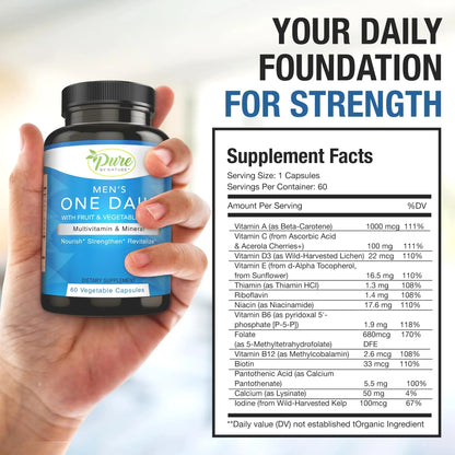 Pure By Nature One-Daily Multivitamin for Men, Immune Support Supplement with Non-GMO Ingredient, Vitamin & Minerals for Energy, 60 Veggie Capsules Pure By NatureBuy Supplements Australia