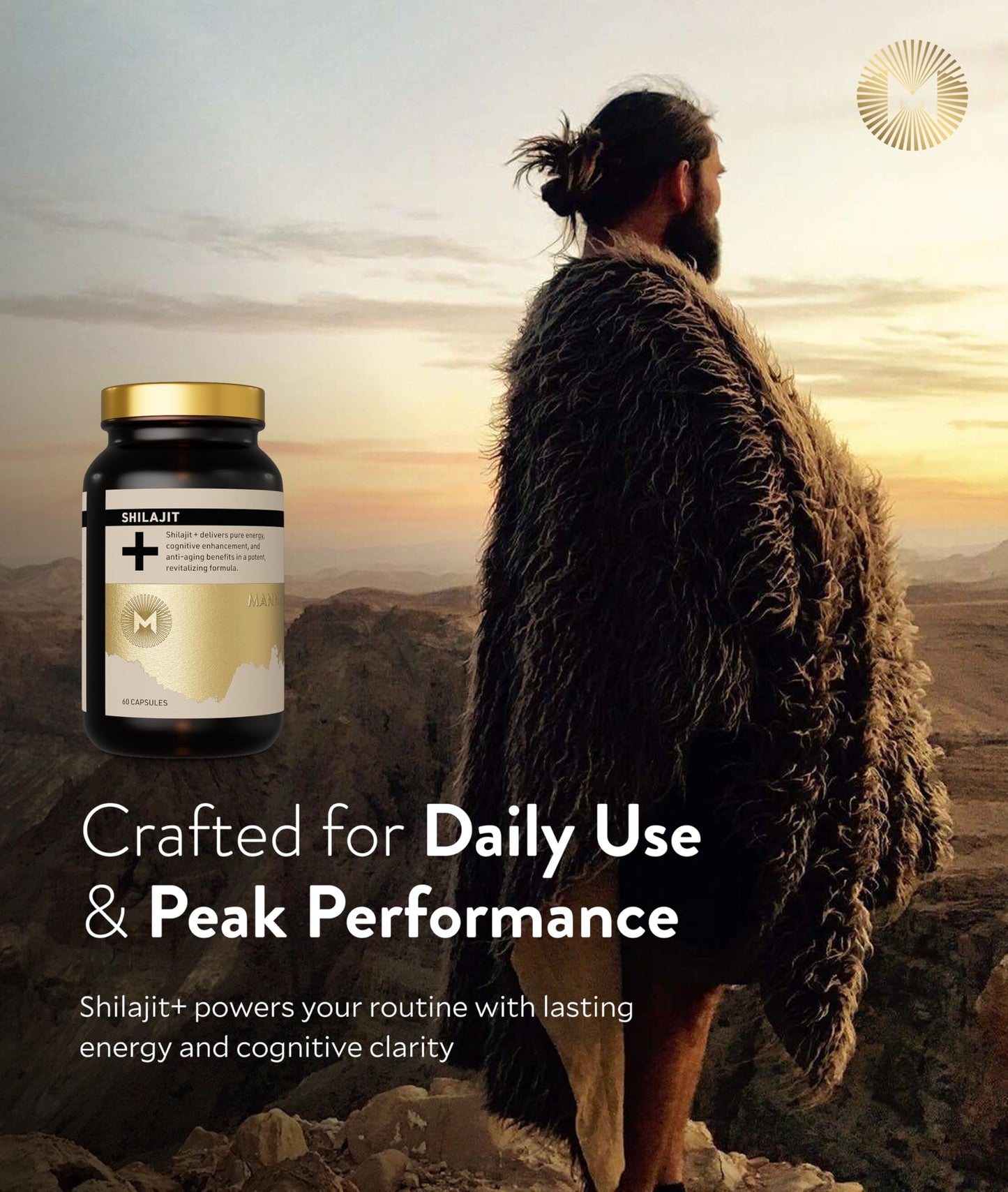 Manna Vitality Shilajit+ Capsules | 1000mg Purified Himalayan Shilajit Resin Supplement | Highest Bioavailability | Energy, Performance, Detox, Vitality, Mental Clarity & Cognitive Support | 60 Count M MannaBuy Supplements Australia