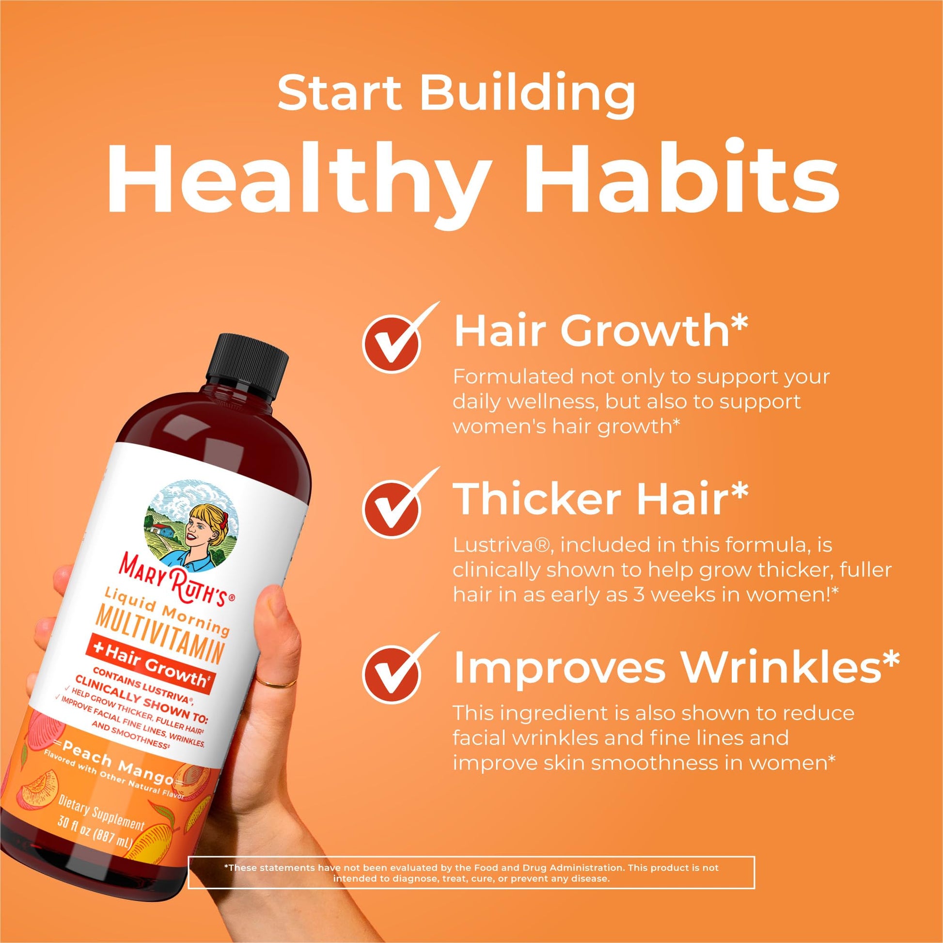 MaryRuth's Liquid Multivitamin+Hair Growth | Clinically Tested for Thicker Hair & Facial Wrinkles in Women | Biotin 10000mcg | Lustriva Hair Growth Supplement | MaryRuth OrganicsBuy Supplements Australia