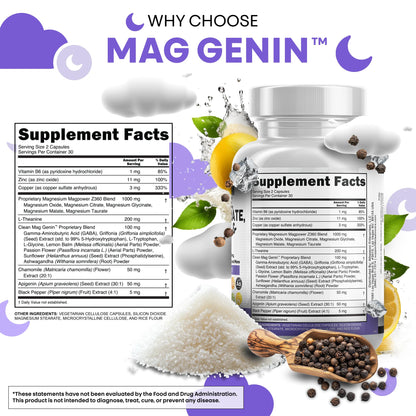 Clean Nutraceuticals Magnesium Glycinate Complex 1000mg with L-Theanine 200mg Apigenin 50mg Citrate Taurate Supplement - 5-HTP GABA Passion Flower Lemon Balm L-Glycine Phosphatidylserine - 60 Count Clean NutraceuticalsBuy Supplements Australia