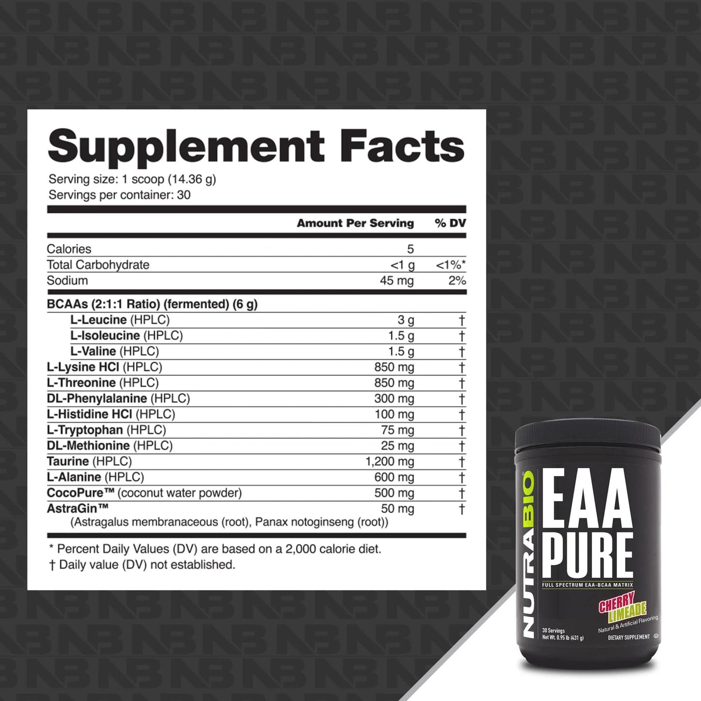 NutraBio – EAA Pure – 9 Amino Acids – Muscle Repair and Recovery, 30 Servings, Cherry Limeade – Pre or Post Workout – All Day Recovery NutraBioBuy Supplements Australia
