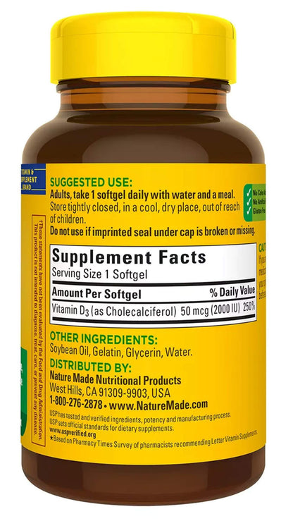 Nature Made Vitamin D3 2000iu 320 Ct. Soft Gels (Packaging May Vary) Nature MadeBuy Supplements Australia