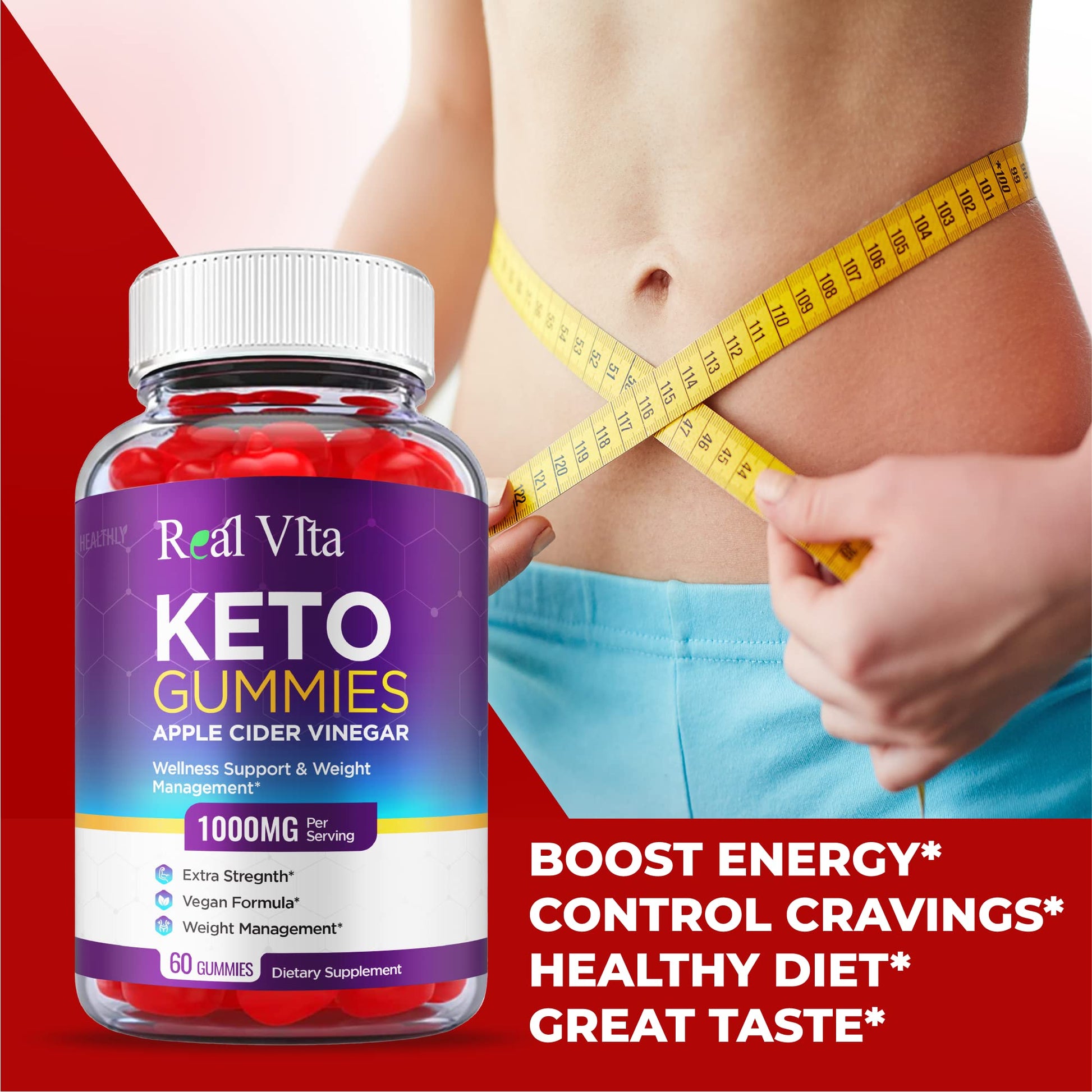(3 Pack) Real Vita Keto Gummies - Official Formula, Vegan - Real Vita Acv Keto Gummies HealthlyBuy Supplements Australia