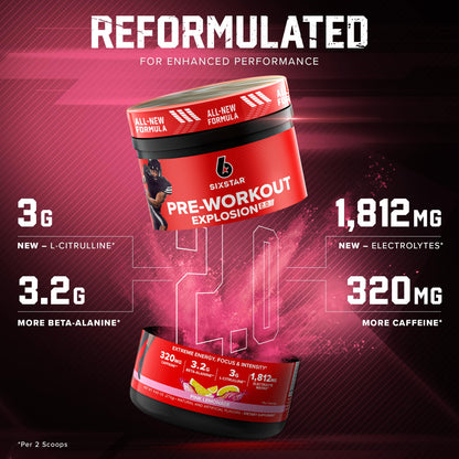 Six Star Pre-Workout Explosion 2.0 Pink Lemonade - Pre-Workout Powder, Explosive Energy Six StarBuy Supplements Australia