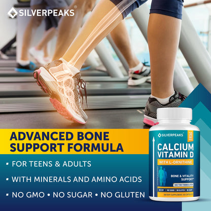 Calcium Supplement with Vitamin D3 and Zinc for Bone Health – Supports Bone Strength & Density – Gentle Non-Constipating Mineral & Amino Acids Blend for Women & Men - 60 Capsules (30 Day Supply) SILVERPEAKSBuy Supplements Australia