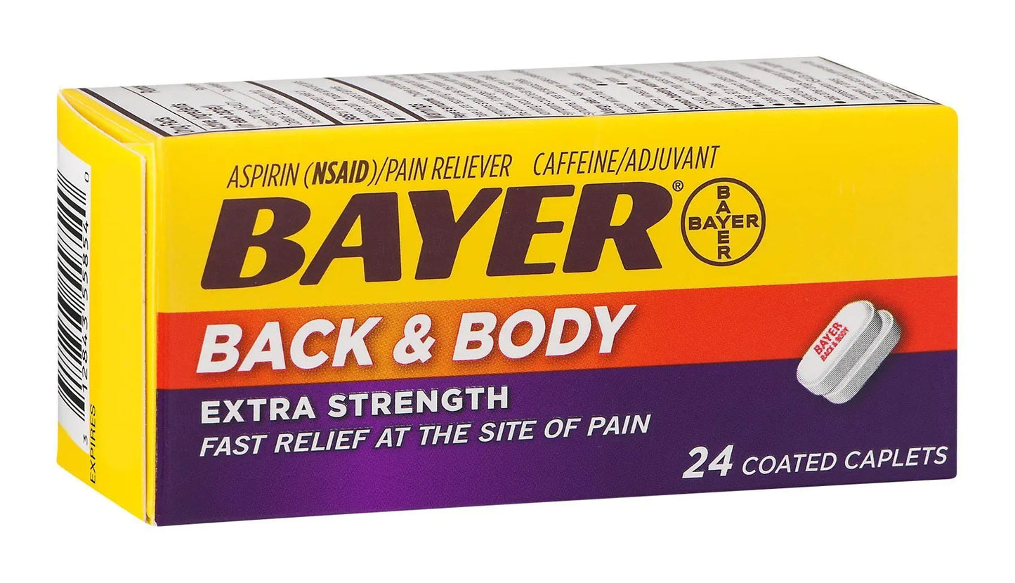 Bayer Back & Body Aspirin 500mg Coated Tablets, Pain Reliever with 32.5mg Caffeine, 24 Count BayerBuy Supplements Australia